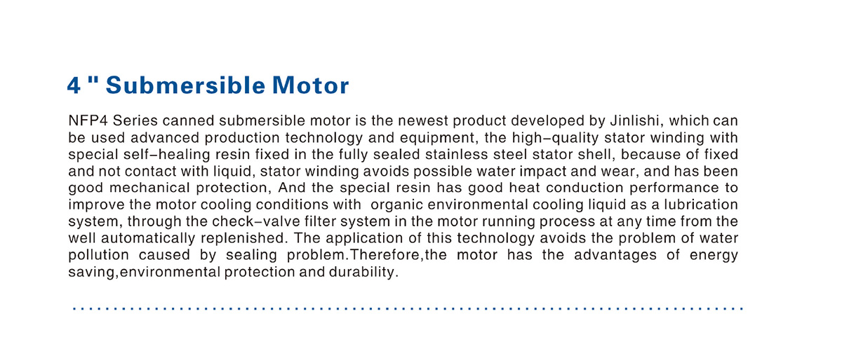 4 inch Water Cooling Encapsulated Submersible Motor